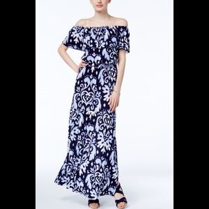 INC Off the Shoulder Maxi Dress Harmonic Crest XL
